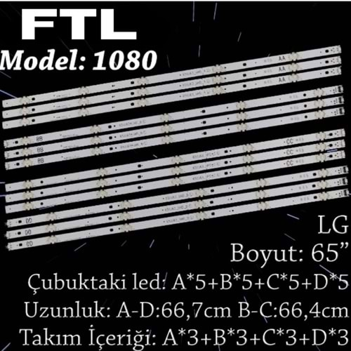 FTL SET-1080 LG 65 INC 3A+3B+3C+3D ADET (SET) TV LED BAR