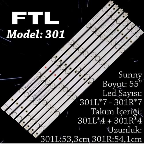 FTL SET-301 SUNNY 55 INC 4R+4L ADET (SET) TV LED BAR