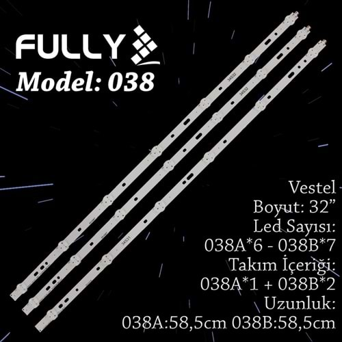 FULLY SET-038 SAMSUNG,VESTEL 32INC 27Led+16Led 3 ADET (SET) TV LED BAR