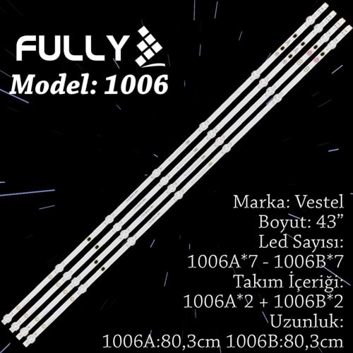 FULLY SET-1006 VESTEL 43 INC 2A+2B ADET (SET) TV LED BAR