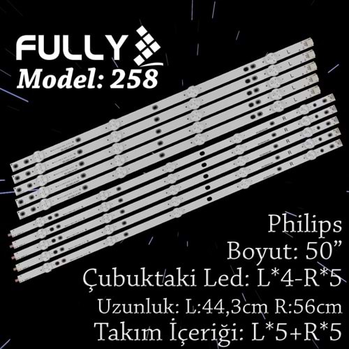 FULLY SET-258 PHILIPS 50 INC 5R+5L ADET (SET) TV LED BAR