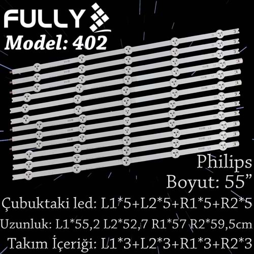 FULLY SET-402 PHILIPSLG 55 INC 3R1+3L1+3R2+3L2 ADET (SET) TV LED BAR