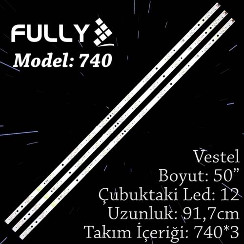 FULLY SET-740 VESTEL 50 INC 3 ADET (SET) TV LED BAR