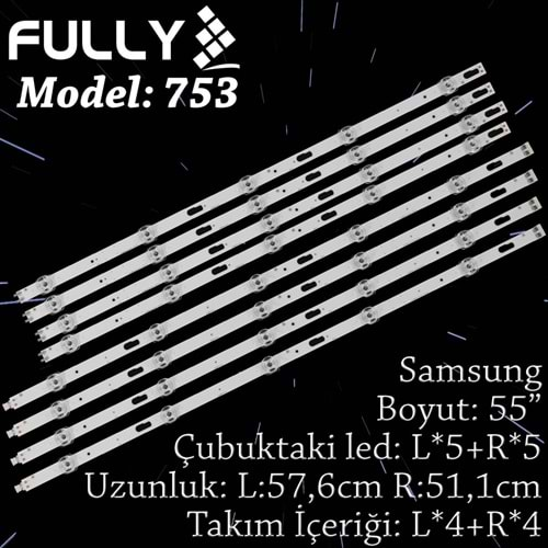 FULLY SET-753 SAMSUNG 55 INC 4R+4L ADET (SET) TV LED BAR