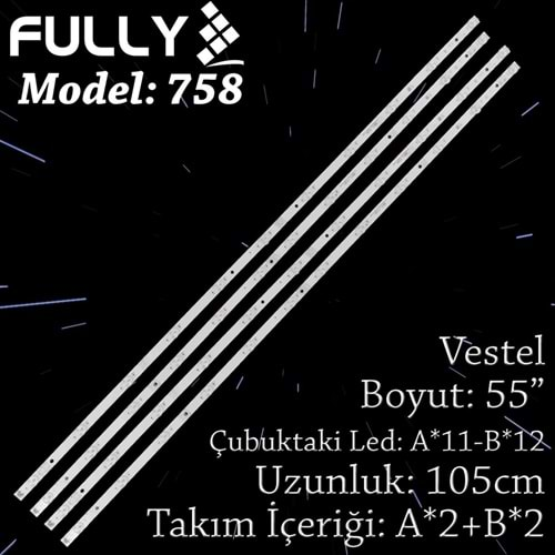 FULLY SET-758 VESTEL 55 INC 2A+2B ADET (SET) TV LED BAR