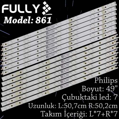 FULLY SET-861 PHILIPS 49 INC 7L+7R ADET (SET) TV LED BAR