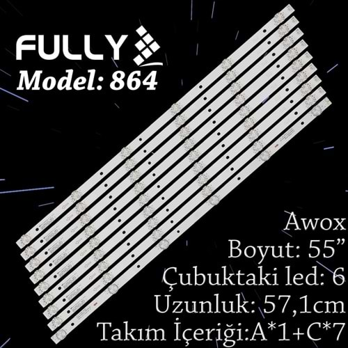 FULLY SET-864 AWOX 55 INC 8C+1A8B+1A ADET (SET) TV LED BAR