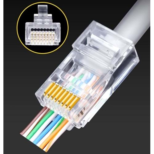 Yeni Nesil Rj45 Plug 1 Paket(100'lük)