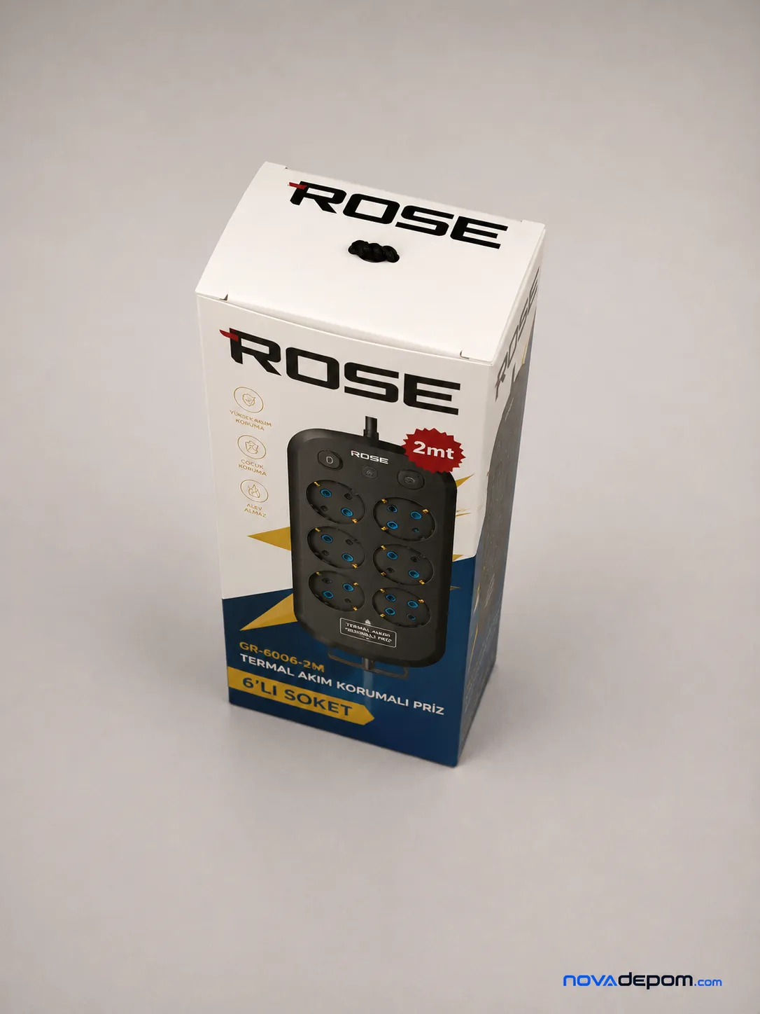 Rose 6'lı 2 Metre Akım Korumalı Uzatma Priz