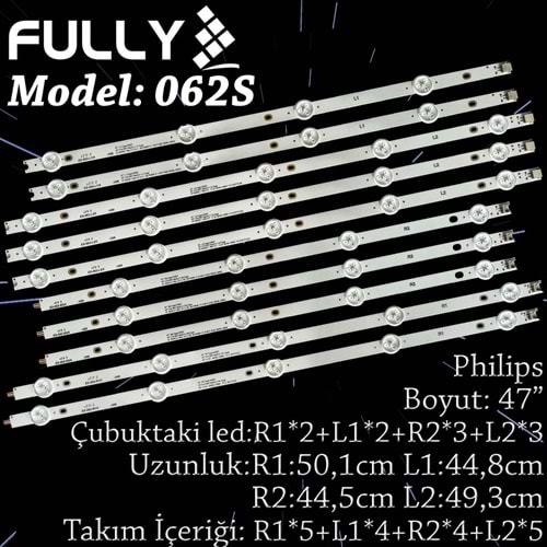 FULLY SET-062S PHILIPS 47 INC 10 ADET (SET) TV LED BAR