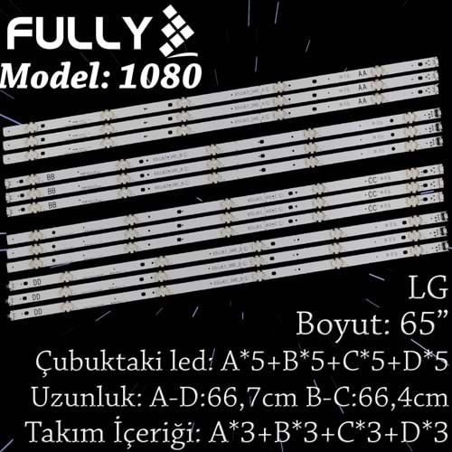 FULLY SET-1080 LG 65 INC 3A+3B+3C+3D ADET (SET) TV LED BAR