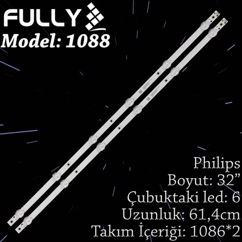 FULLY SET-1088 PHILIPS 32 INC 2 ADET (SET) TV LED BAR