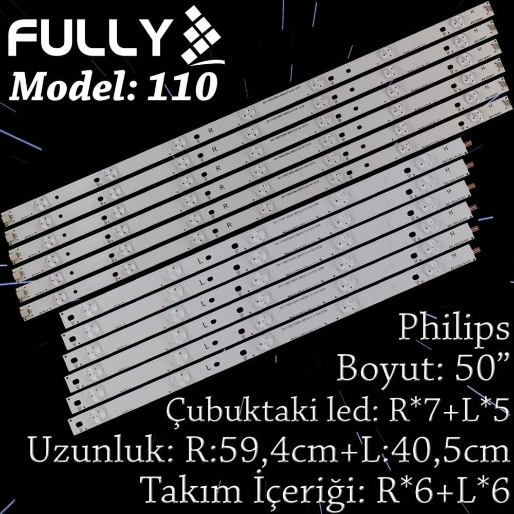 FULLY SET-110 PHILIPS 50 INC 6R+6L ADET (SET) TV LED BAR