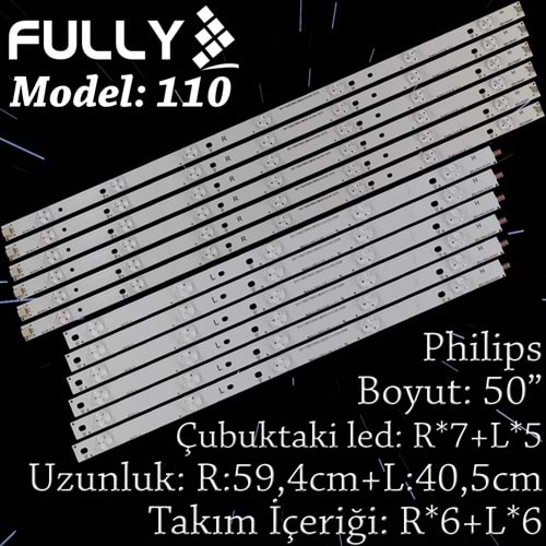 FULLY SET-110 PHILIPS 50 INC 6R+6L ADET (SET) TV LED BAR