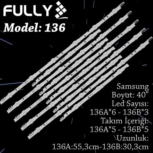 FULLY SET-136 SAMSUNG 40 INC 5A+5B ADET (SET) TV LED BAR