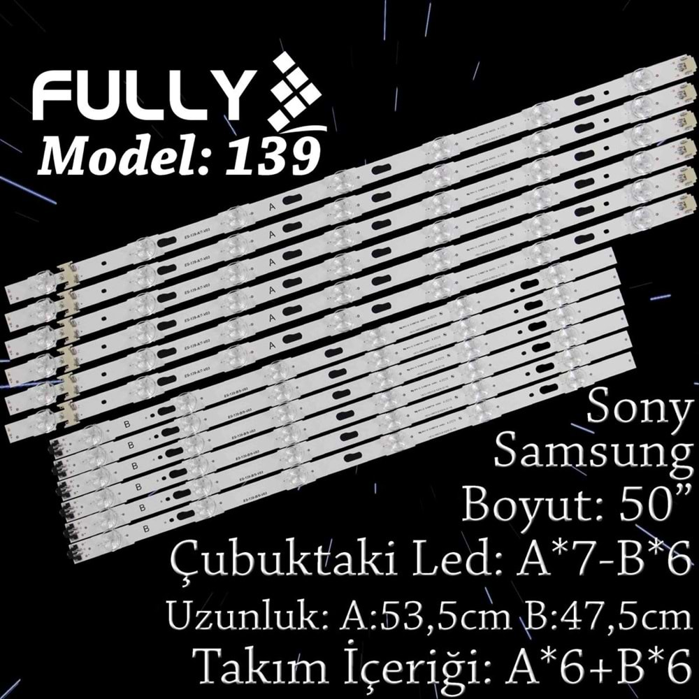 FULLY SET-139 SAMSUNGSONY 50 INC 6A+6B ADET (SET) TV LED BAR