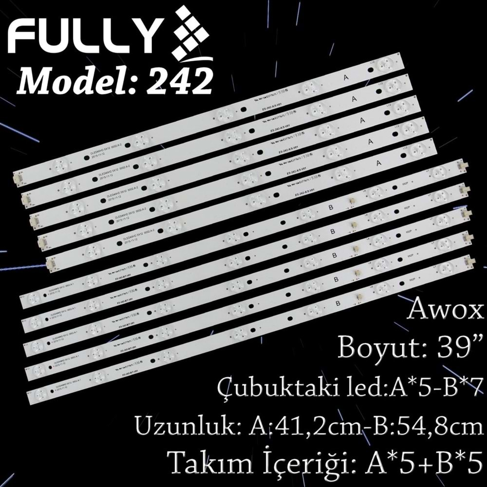 FULLY SET-242 AWOX 49 INC 5A+5B ADET (SET) TV LED BAR