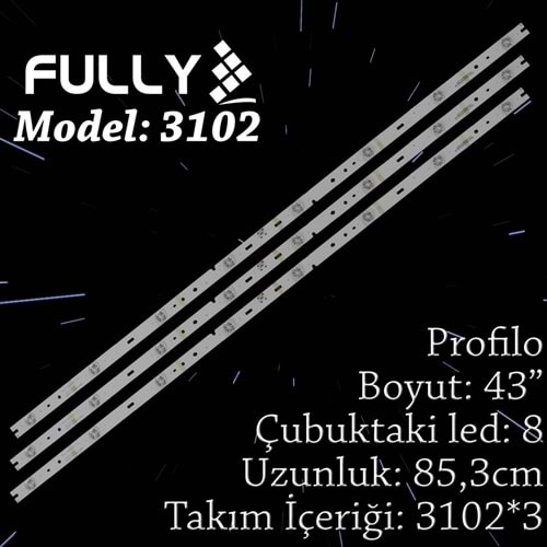 FULLY SET-3102 PROFILO 43 INC 3 ADET (SET) TV LED BAR