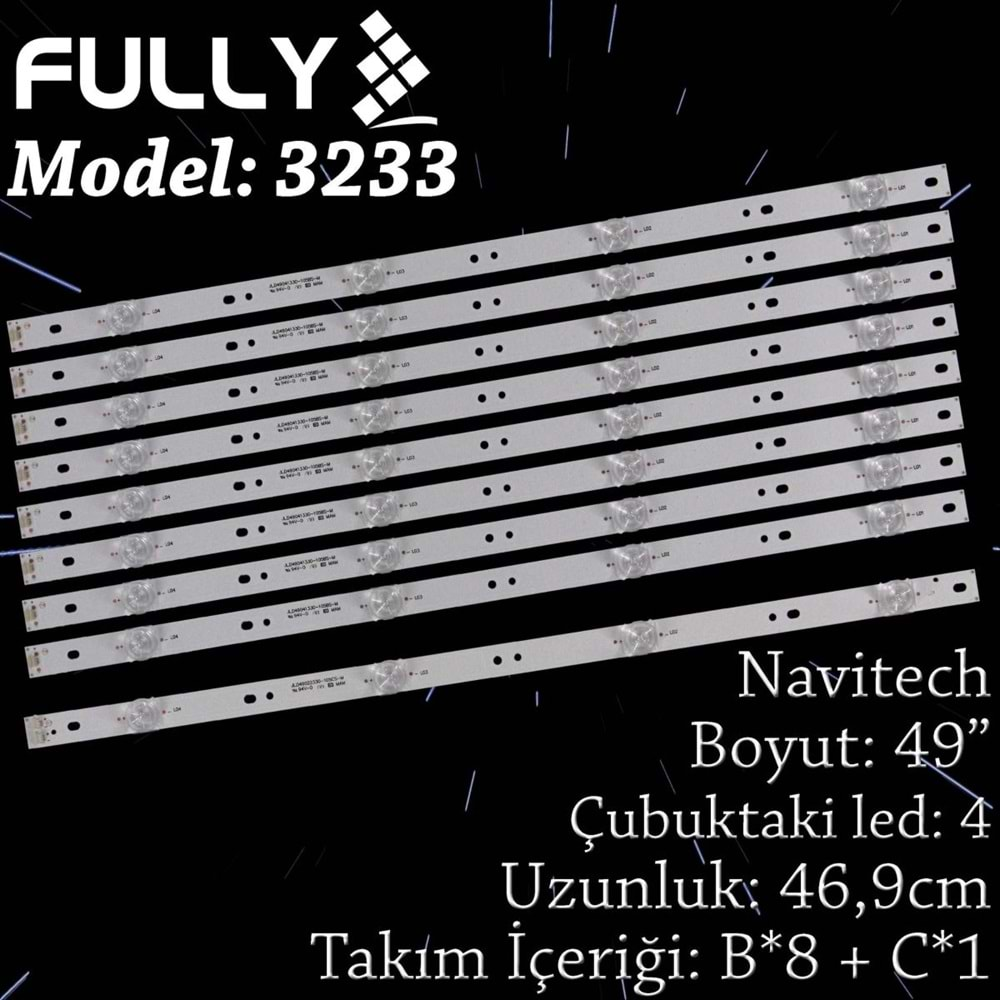 FULLY SET-3233 NAVİTECH 49 INC 8B+1C ADET (SET) TV LED BAR