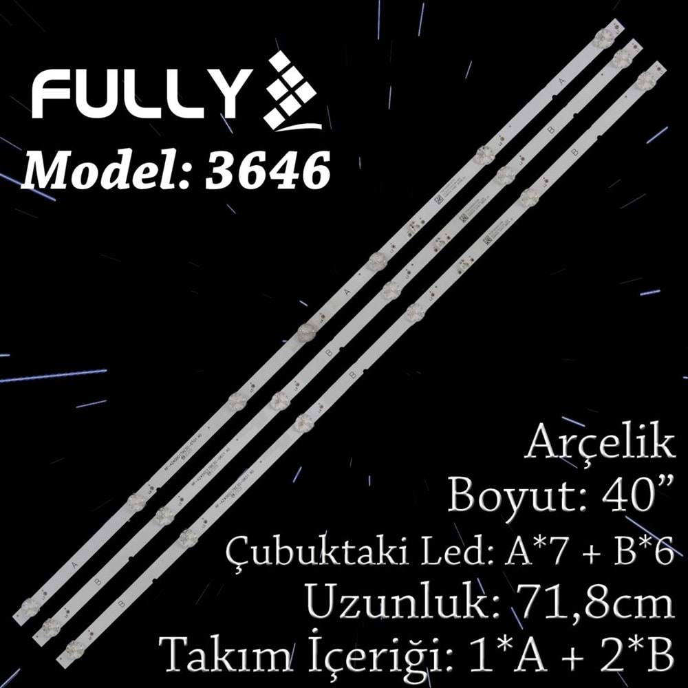 FULLY SET-3646 BEKOARÇELİK 40 INC 1A+2B ADET (SET) TV LED BAR