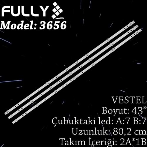 FULLY SET-3656 VESTEL 43 INC 2A+1B ADET (SET) VESTEL SOKETLİ TV LED BAR