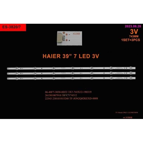 FULLY SET-3820 HAIER 39 INC 3 ADET (SET) TV LED BAR