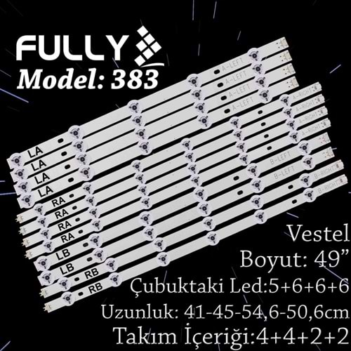 FULLY SET-383 VESTEL 49 INC 4LA+4RA+2LB+2RB ADET (SET) TV LED BAR