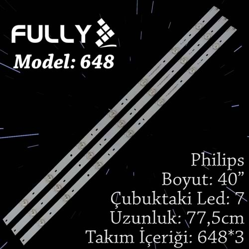 FULLY SET-637 PHILIPS 40 INC 3 ADET (SET) TV LED BAR