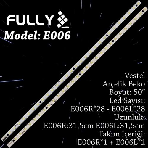 FULLY SET-ELED-006 VESTELARÇELİKPHILIPS 50 INC 1L+1R ADET (SET) TV LED BAR