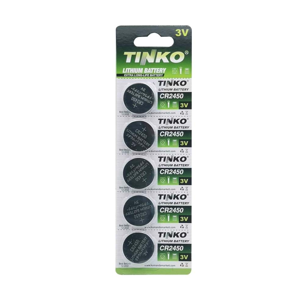 Tinko Cr2450 3V 5'Li Blister Paket Lityum Pil